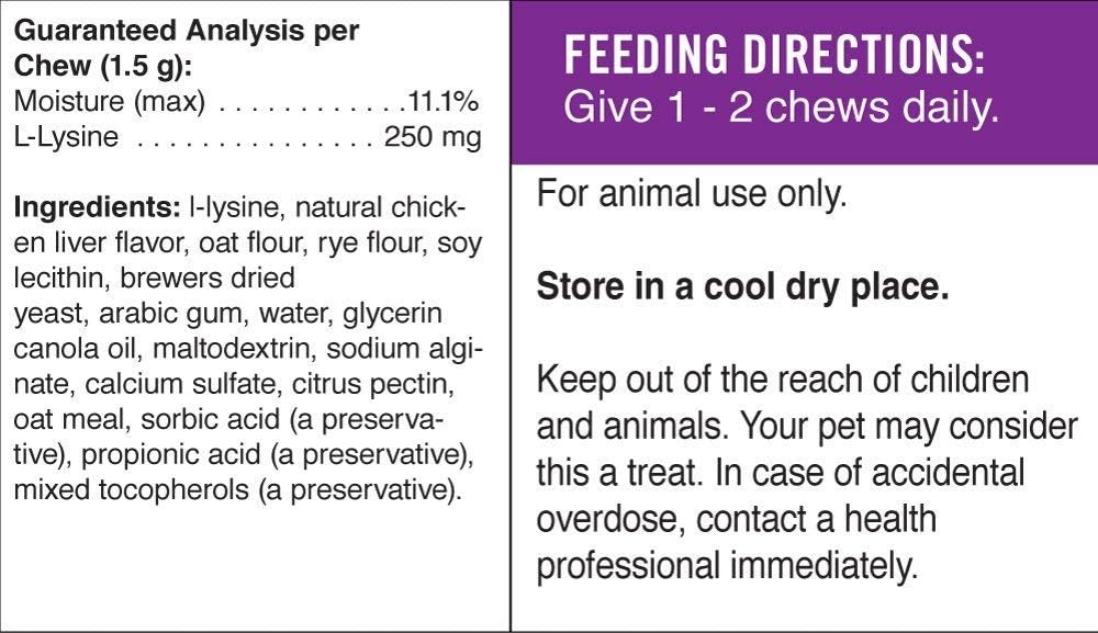 Pet Naturals of Vermont L-Lysine Chews for Cats - 60 Fun-Shaped Treats, 3 Pack
