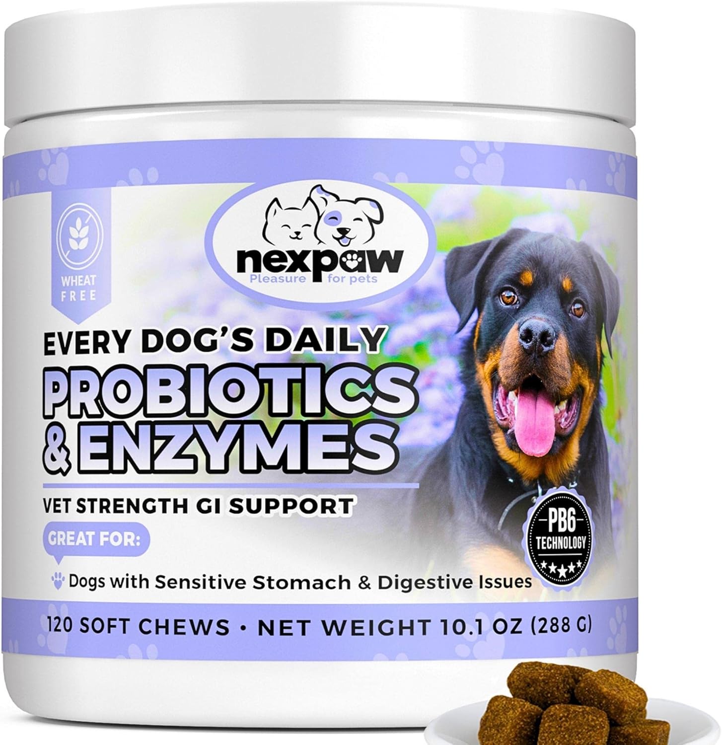 Pet Probiotics and Digestive Enzymes Soft Chews for Dogs - Relieve Diarrhea, Gas, Bloating, Constipation, Upset Stomach - Support for Dog Digestion - Probiotics for Dogs and Puppies