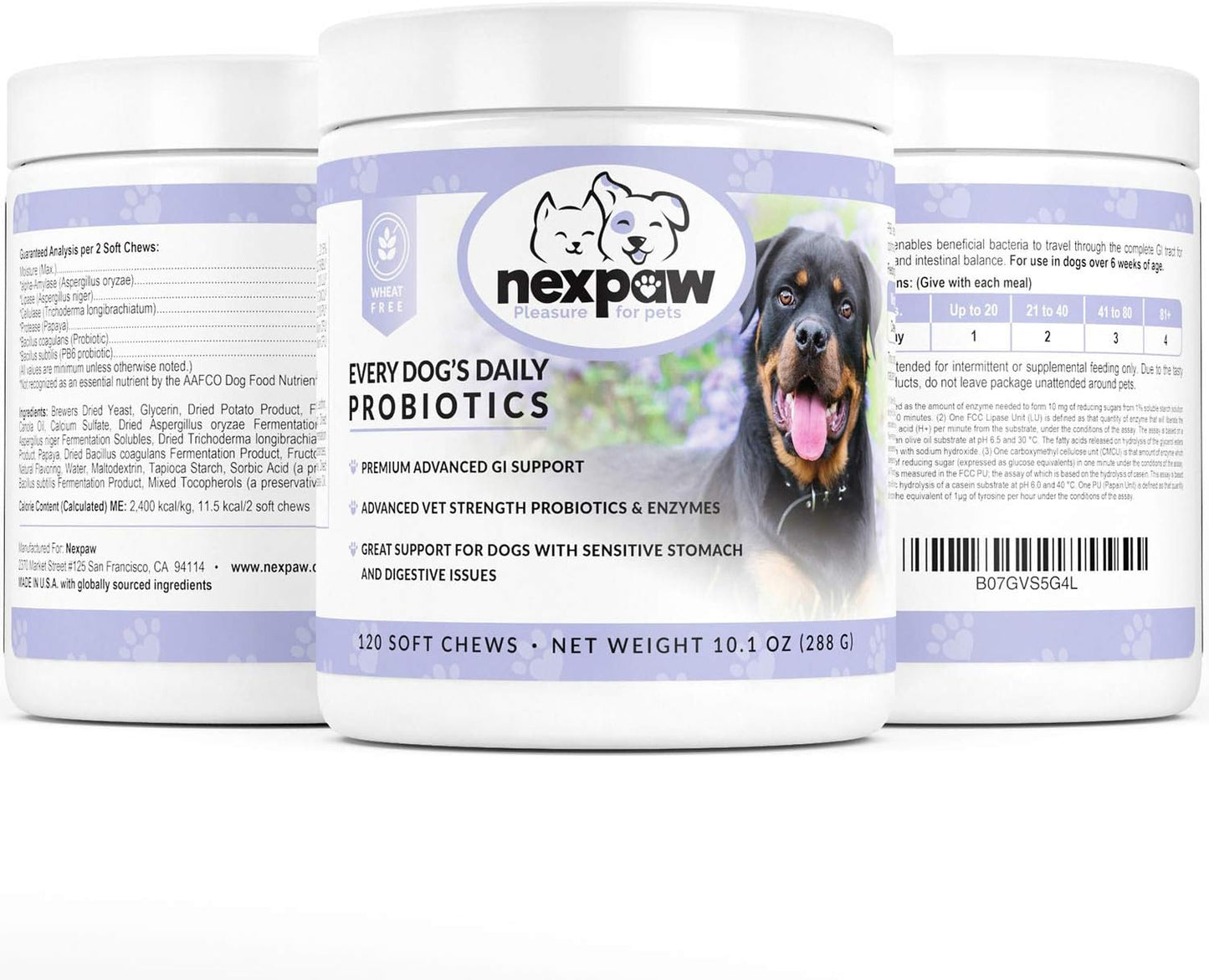 Pet Probiotics and Digestive Enzymes Soft Chews for Dogs - Relieve Diarrhea, Gas, Bloating, Constipation, Upset Stomach - Support for Dog Digestion - Probiotics for Dogs and Puppies