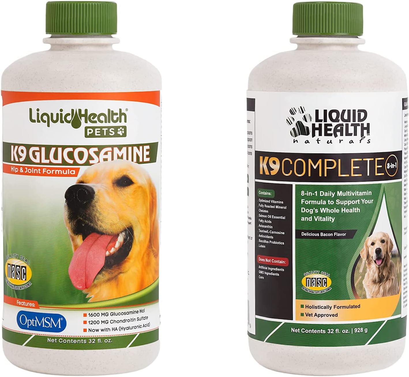 Pet Supplement Bundle: Liquid Health K9 Glucosamine Chondroitin & Multivitamin for Dogs - Joint Health, Immune Support, Canine Vitamins