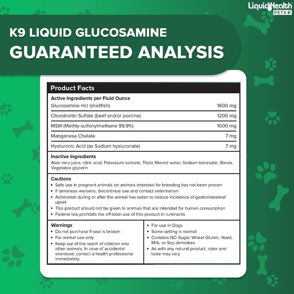 Pet Supplement Bundle: Liquid Health K9 Glucosamine Chondroitin & Multivitamin for Dogs - Joint Health, Immune Support, Canine Vitamins