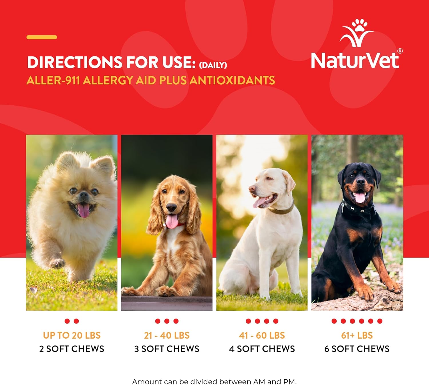 Pet Supplement for Allergies - NaturVet Aller-911 Advanced Formula with Omegas, DHA, EPA - Supports Immune System, Respiratory Health, Skin Moisture - 70 Soft Chews