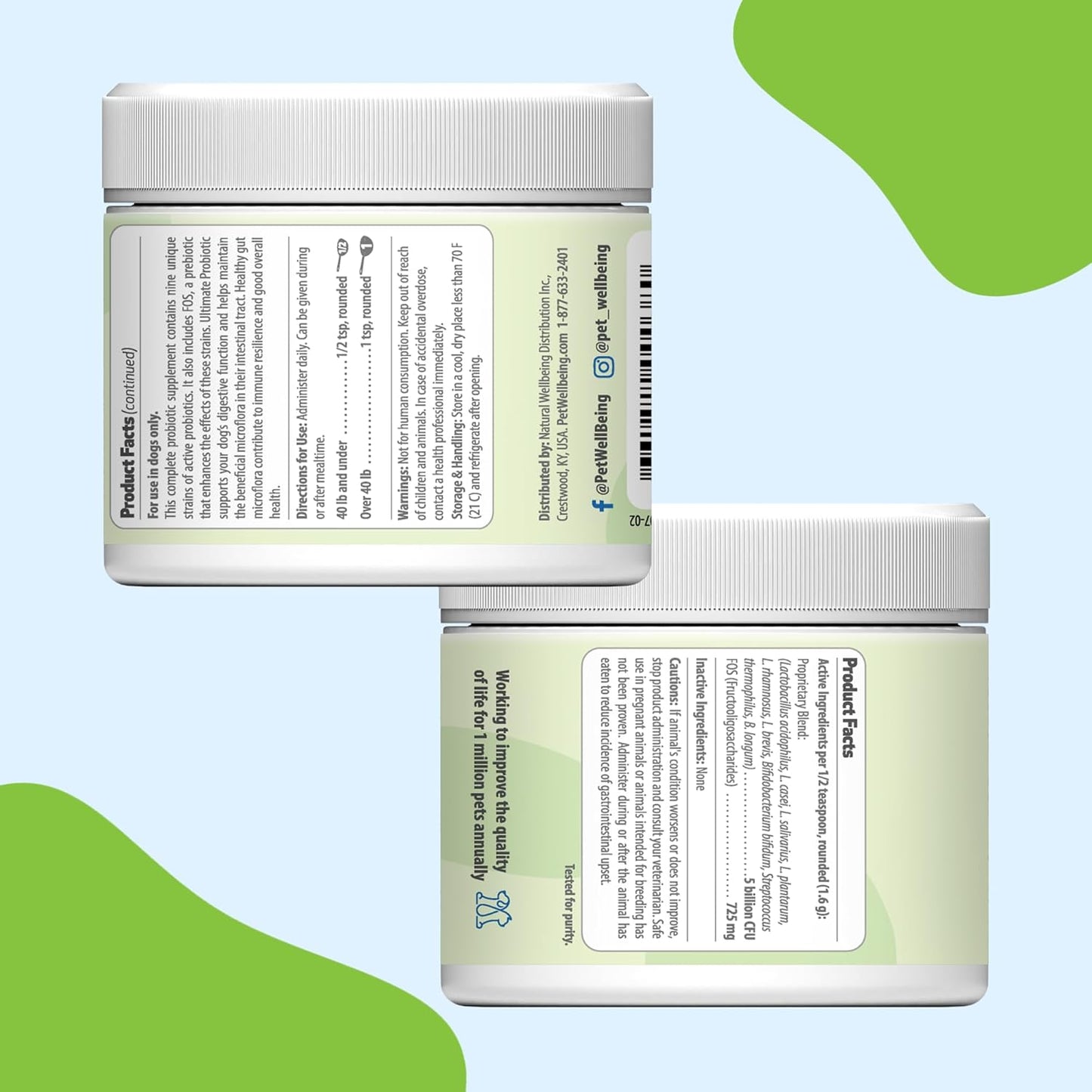 Pet Wellbeing Ultimate Probiotic - 9 Strains for Cats & Dogs - Digestive & Urinary Health Support 160g