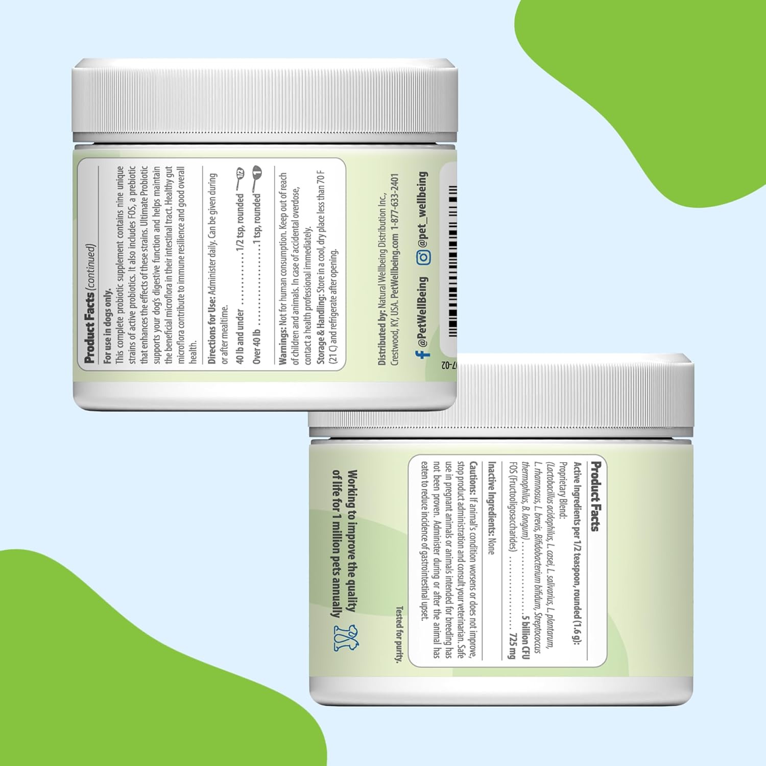 Pet Wellbeing Ultimate Probiotic - 9 Strains for Cats & Dogs - Digestive & Urinary Health Support 160g