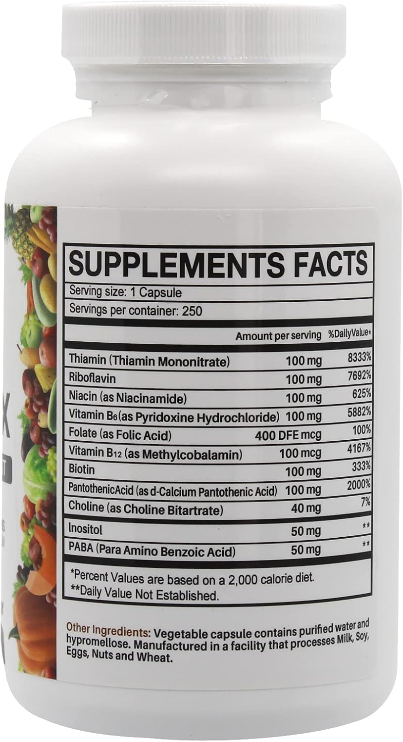 Peter Gillham's Life Essentials Balanced Vitamin B Complex 100mg - 250 Capsules for Energy and Metabolism. Complete B Vitamin Support Formula.