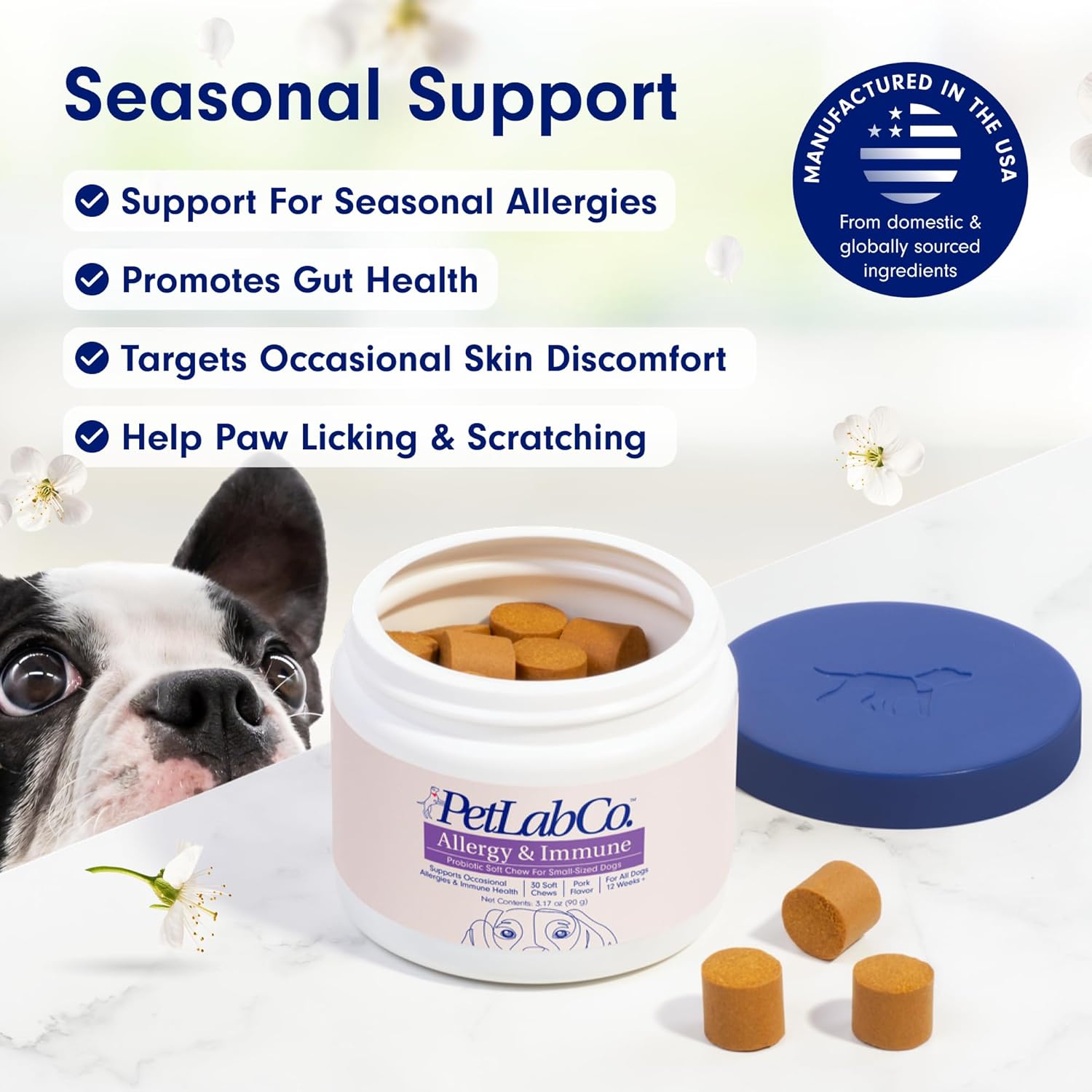 PetLab Co. Probiotic Chews for Small Dogs - Boost Immunity, Alleviate Allergies, Itchiness & Improve Gut Health - 30 Chews