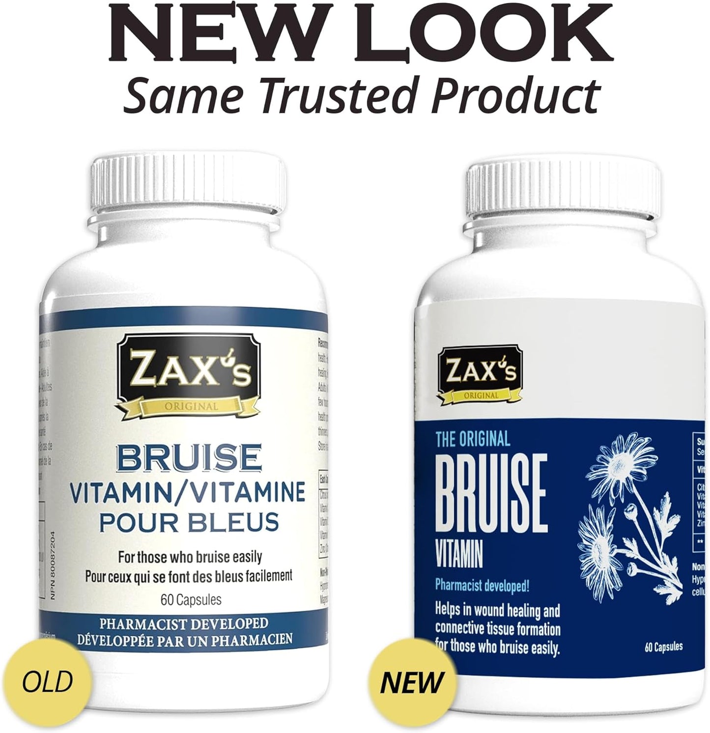 Pharmacist Developed Bruising Supplements with Zinc, Vitamin K, D3, Ascorbic Acid, Citrus Bioflavonoids - 60 Capsules