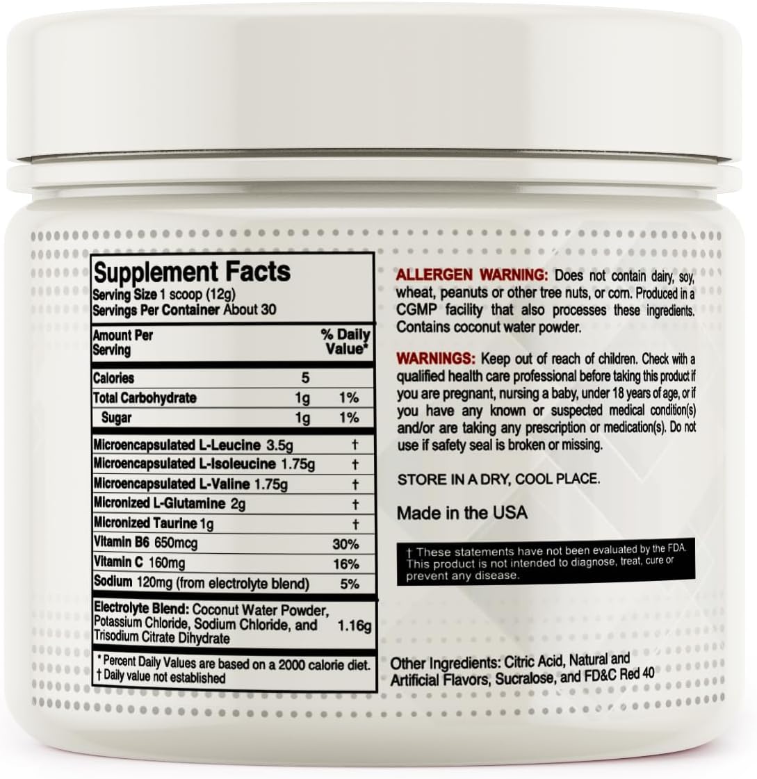Pharmacist-Formulated BCAA Energy Drink with Hydration Support - Strawberry/Kiwi Flavor, 30 Servings