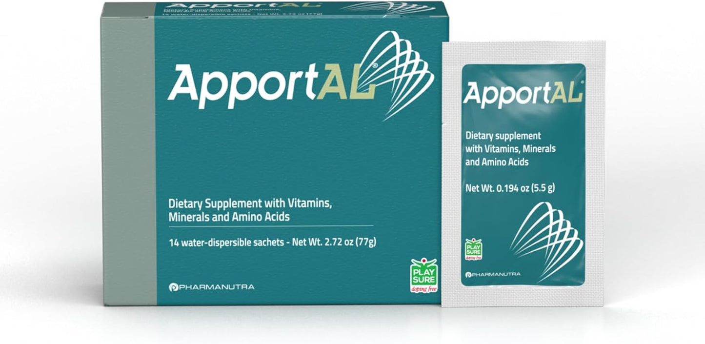 PHARMANUTRA ApportAL Multivitamin & Mineral Supplement with 19 Nutrients for Energy, Immunity, and Muscle Recovery - 14 Sachets