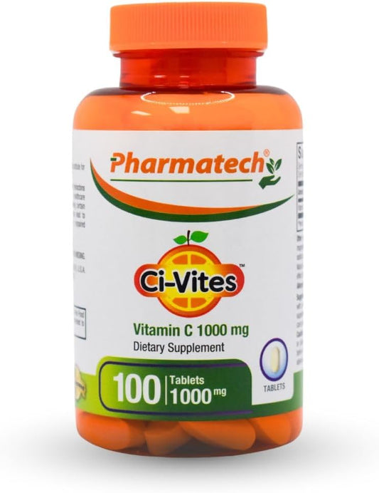 Pharmatech Ci-Vites High Potency Vitamin C 1000mg Supplements for Immune Support - Antioxidant, Sugar Free, 100 Tablets, Made in USA