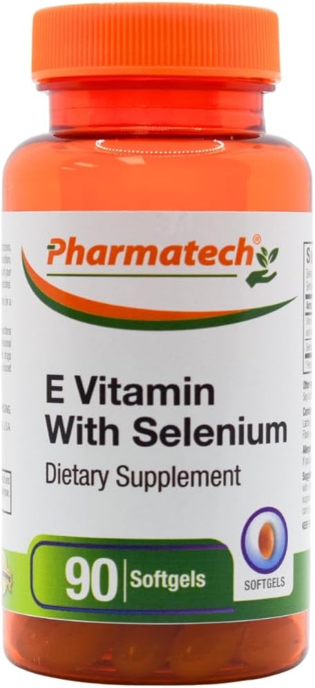 Pharmatech Vitamin E with Selenium Softgels - Antioxidant Supplement for Immune Support and Healthy Skin - Gluten-Free and Non-GMO - 90 Count, Made in USA