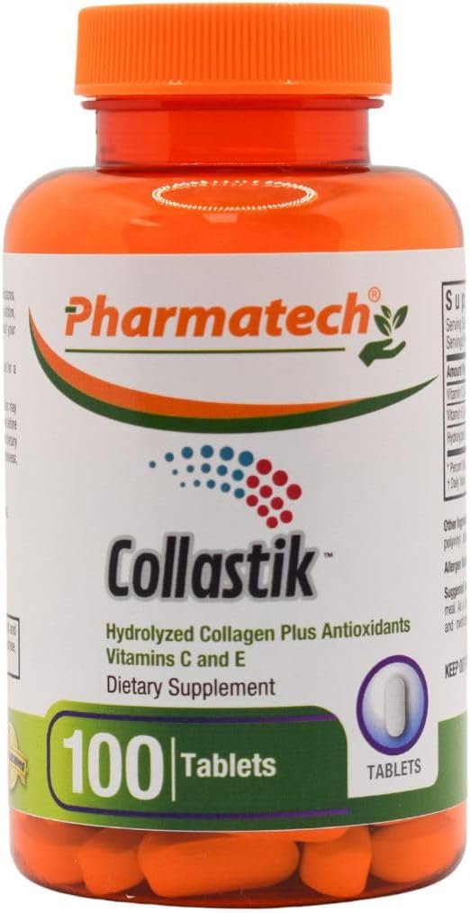 PHARMATECH Women's Hydrolyzed Collagen with Vitamin C & E for Skin and Nails Health - Premium Formula Antioxidant Supplement - 100 Tablets