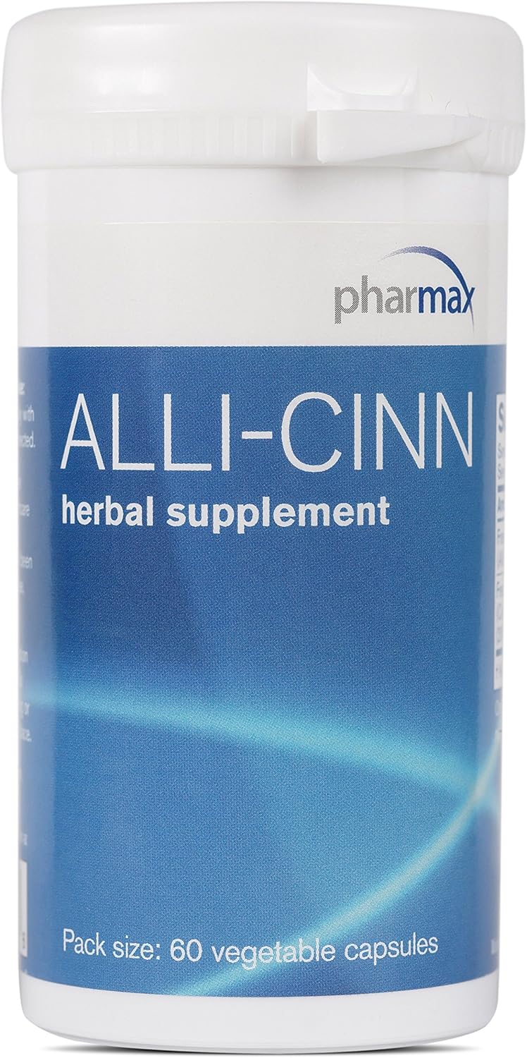 Pharmax Alli-Cinn Capsules - Immunity, Digestion, and Circulation Support with Garlic and Cinnamon - 60 Count