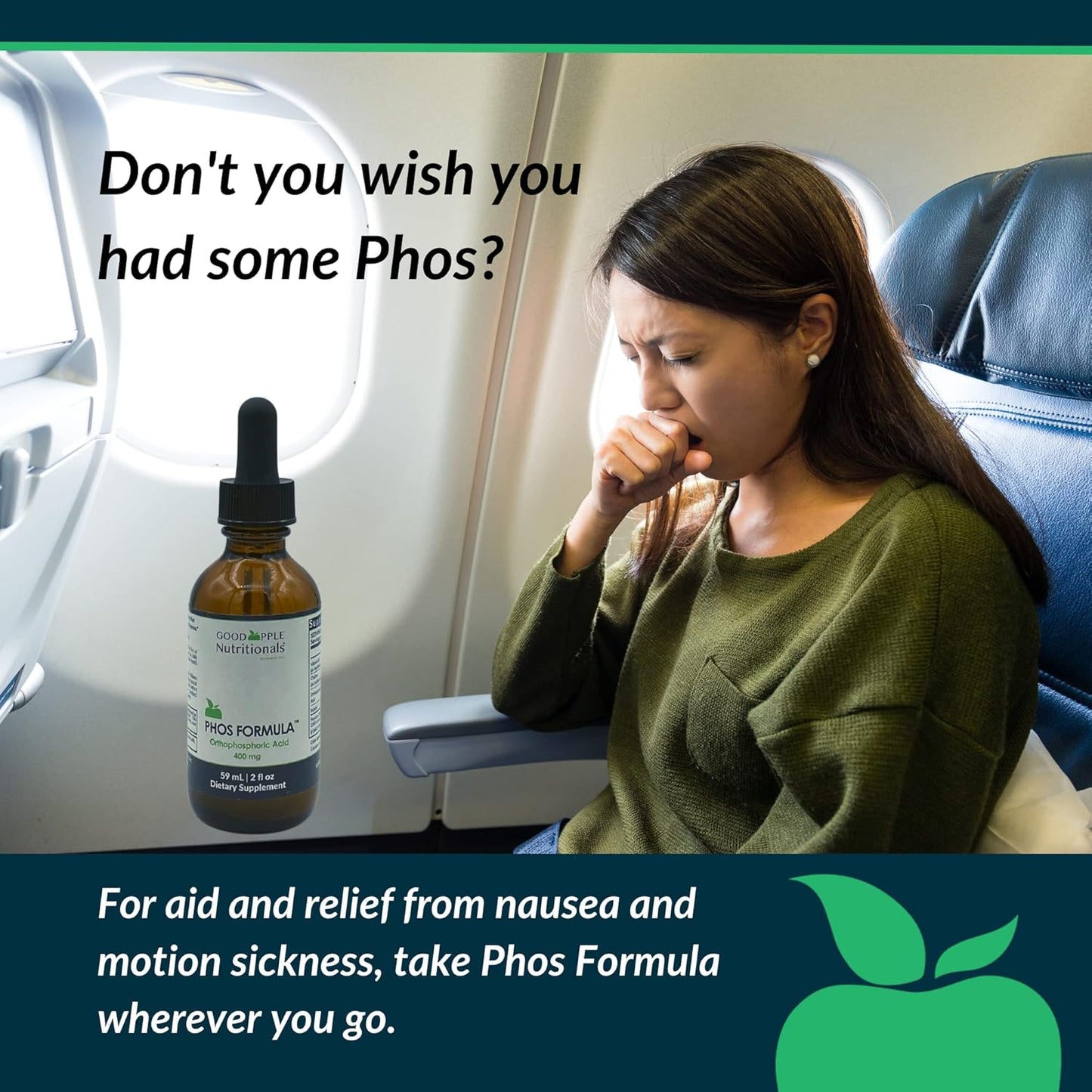 Phos Formula Liquid Supplement for Nausea & Bone Health - 2 fl oz Bottle with Dropper by GOODAPPLE NUTRITIONALS