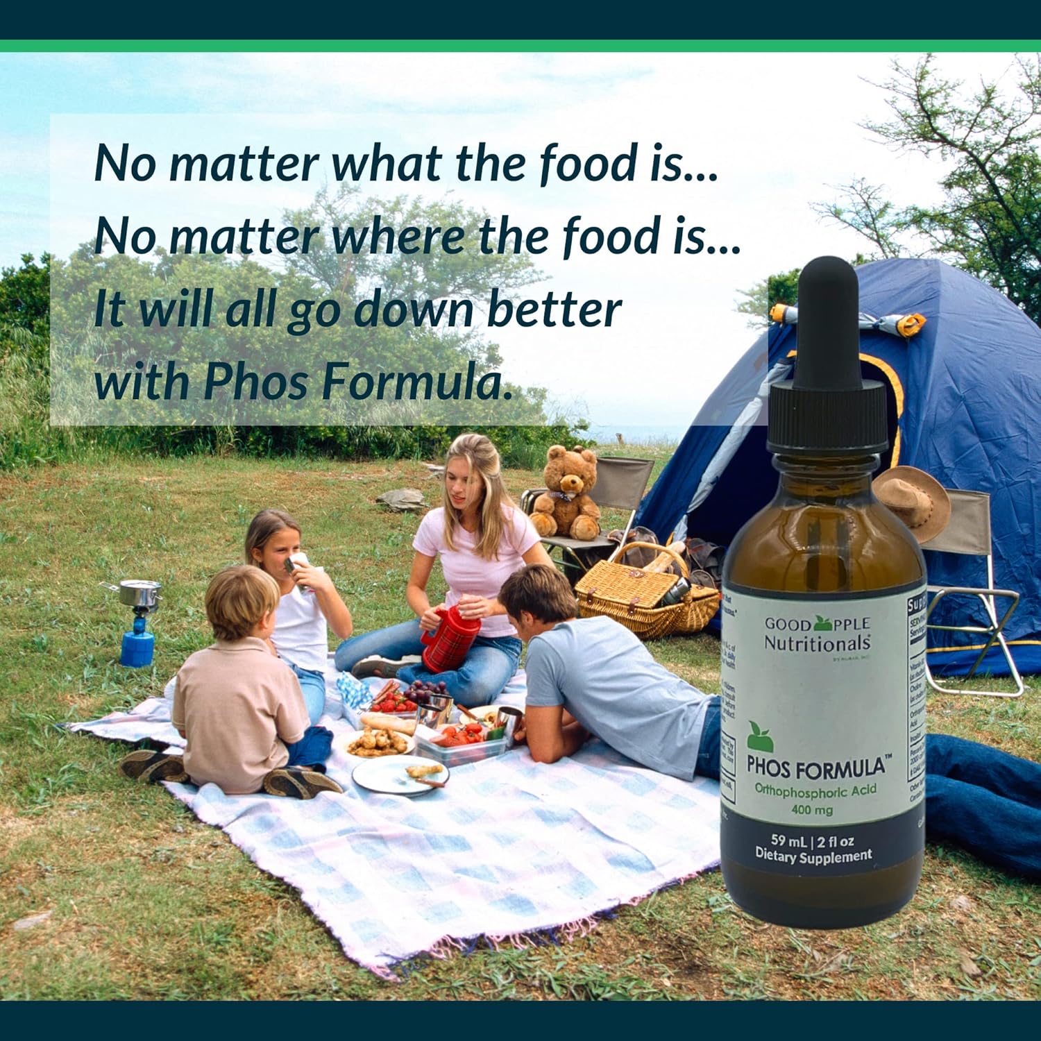 Phos Formula Liquid Supplement for Nausea & Bone Health - 2 fl oz Bottle with Dropper by GOODAPPLE NUTRITIONALS