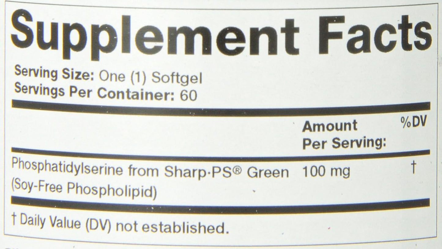 Phosphatidylserine Complex Capsules - 60 Count - Supports Brain Function, Memory, and Focus
