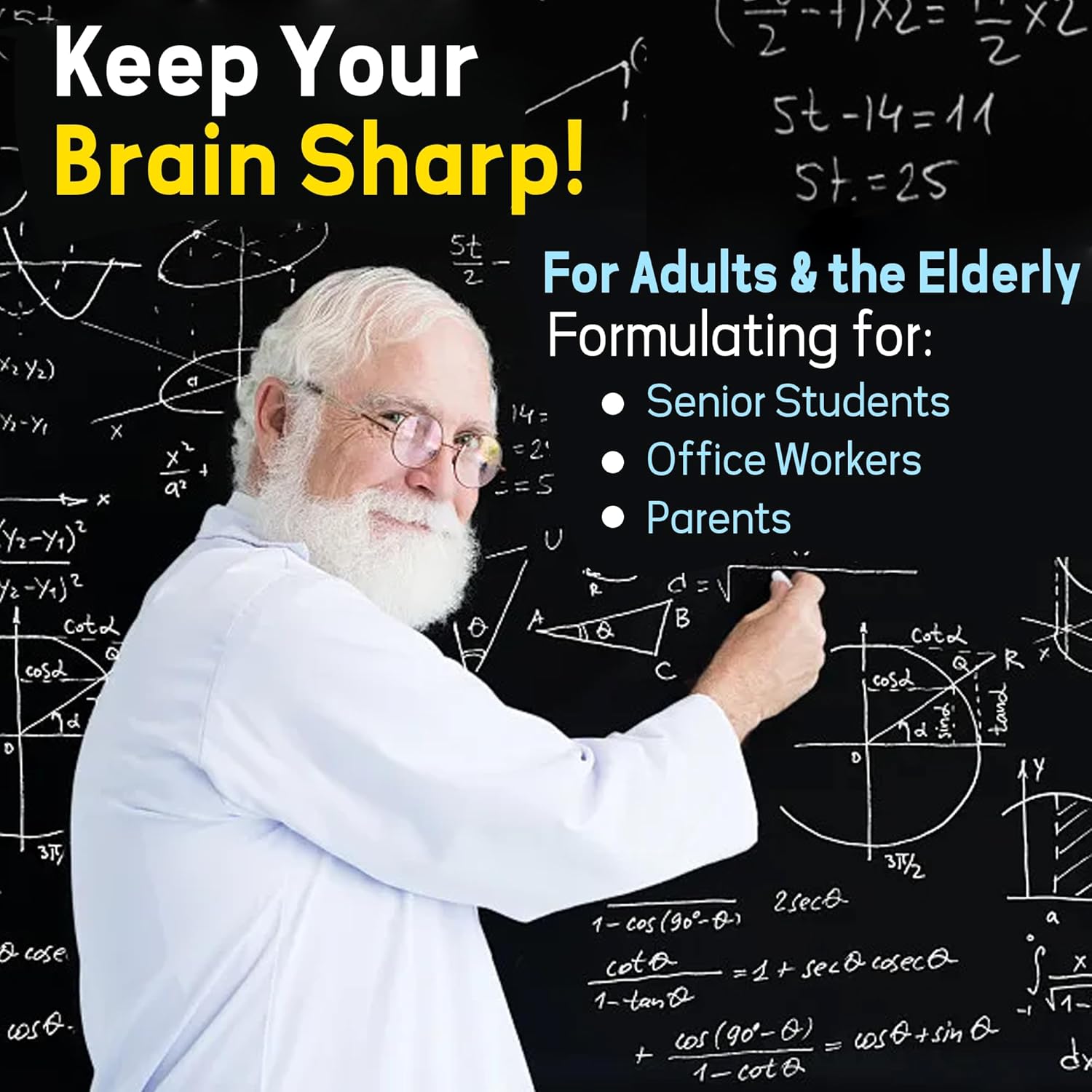 Phosphatidylserine Focus Gummies for Adults - 10-in-1 Brain Supplement with Omega 3, Bacopa Monnieri, Huperzine A, B6 & B12 - Memory & Concentration Support - Sugar Free - 60 Count