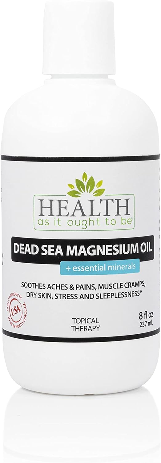 Physician Formulated Dead Sea Magnesium Oil Supplement for Calming Aches, Pains, and Sleeplessness - 8 Ounce Bottle with Essential Minerals