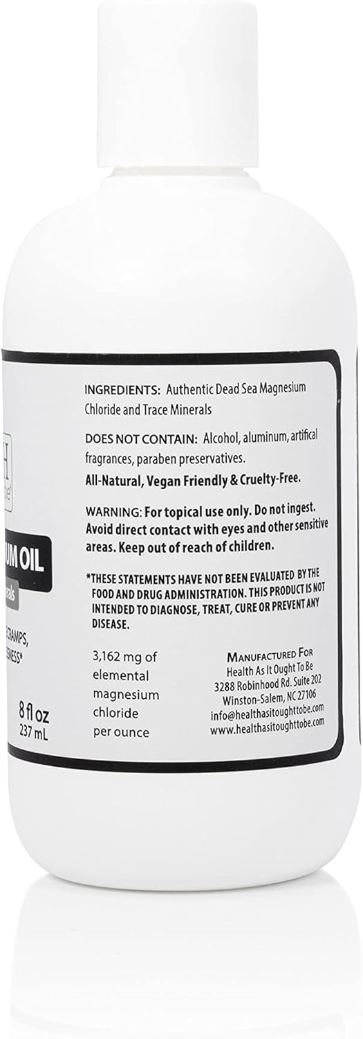 Physician Formulated Dead Sea Magnesium Oil Supplement for Calming Aches, Pains, and Sleeplessness - 8 Ounce Bottle with Essential Minerals