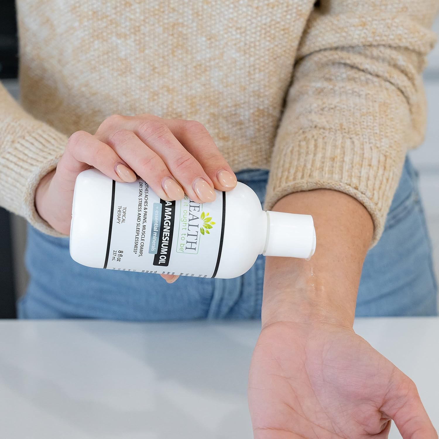 Physician Formulated Dead Sea Magnesium Oil Supplement for Calming Aches, Pains, and Sleeplessness - 8 Ounce Bottle with Essential Minerals