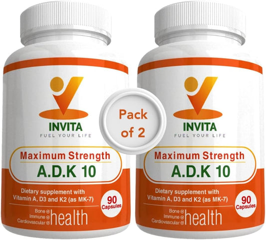 Physician Formulated Double Strength Vitamins A1, D3 & K2 (as MK7) - Bone & Immune Support - 180 Vegetarian Capsules, Gluten Free, Non GMO