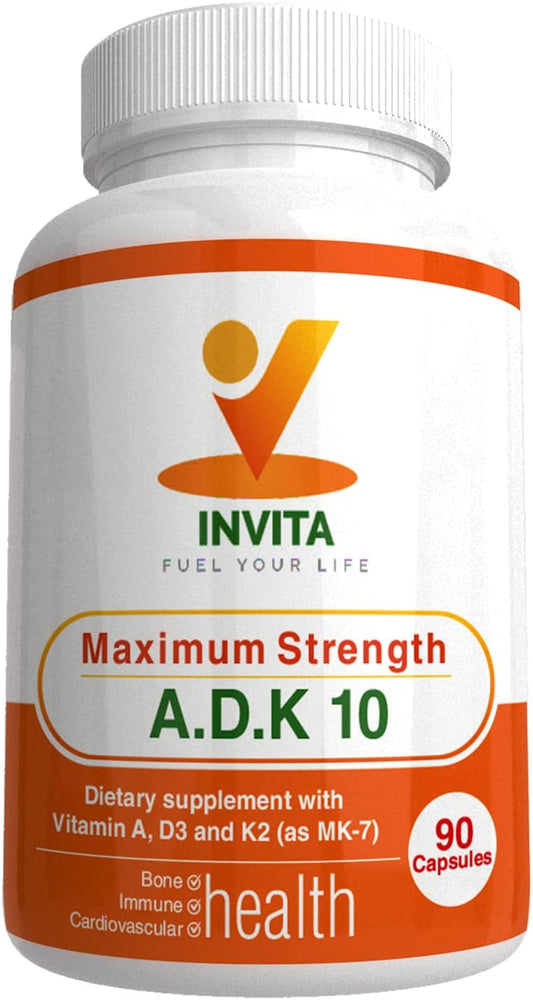 Physician Formulated Double Strength Vitamins A1, D3 & K2 (as MK7) for Bone & Immune Support - Gluten Free, Non GMO - 90 Capsules