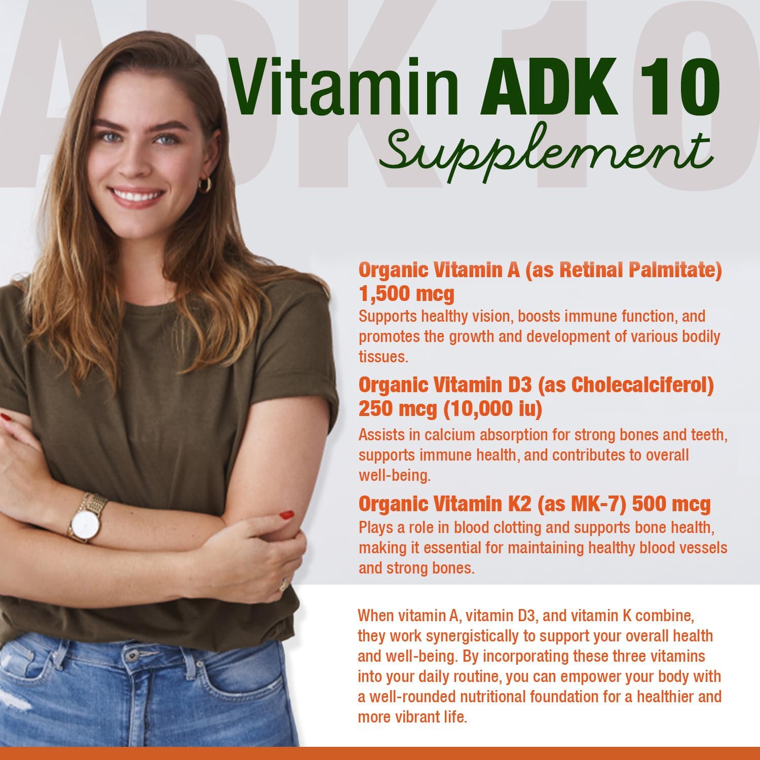 Physician Formulated Double Strength Vitamins A1, D3 & K2 (as MK7) - Bone & Immune Support - 180 Vegetarian Capsules, Gluten Free, Non GMO