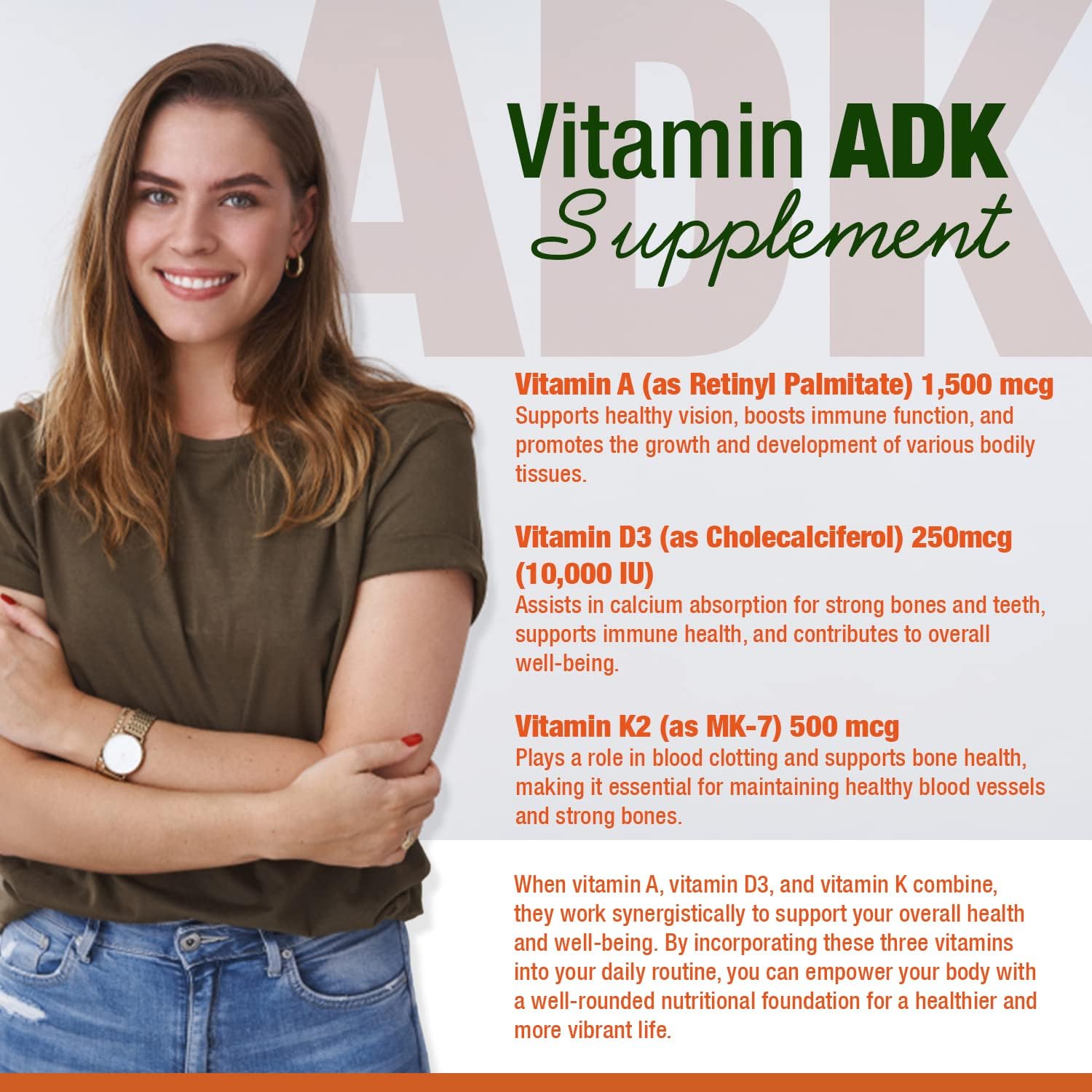 Physician Formulated Double Strength Vitamins A1, D3 & K2 (as MK7) for Bone & Immune Support - Gluten Free, Non GMO - 90 Capsules