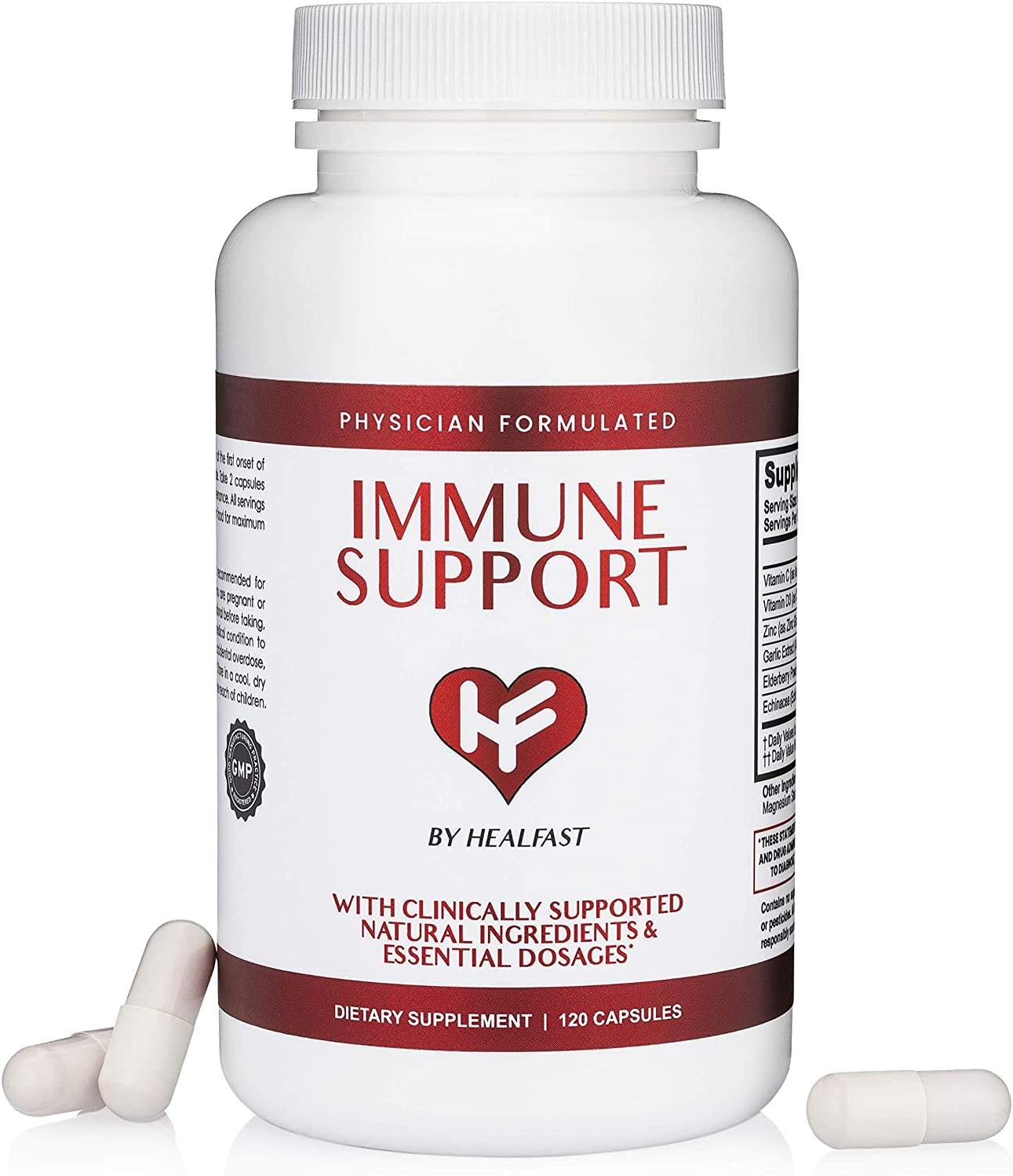 Physician Formulated Immune Support Supplement with Elderberry, Zinc, Vitamin C, D, Garlic, Echinacea | Immunity Vitamins - 120 Capsules