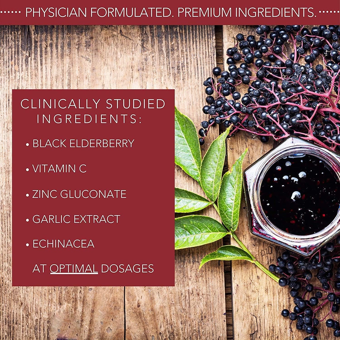 Physician Formulated Immune Support Supplement with Elderberry, Zinc, Vitamin C, D, Garlic, Echinacea | Immunity Vitamins - 120 Capsules