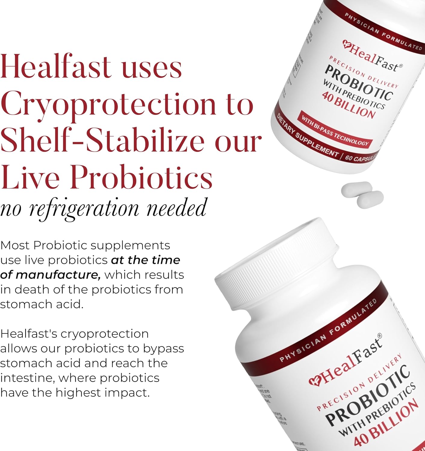 Physician Formulated Probiotic Supplement - 40 Billion CFU - Probiotics for Gut Health - Non-GMO and Vegan - 30 Day Supply