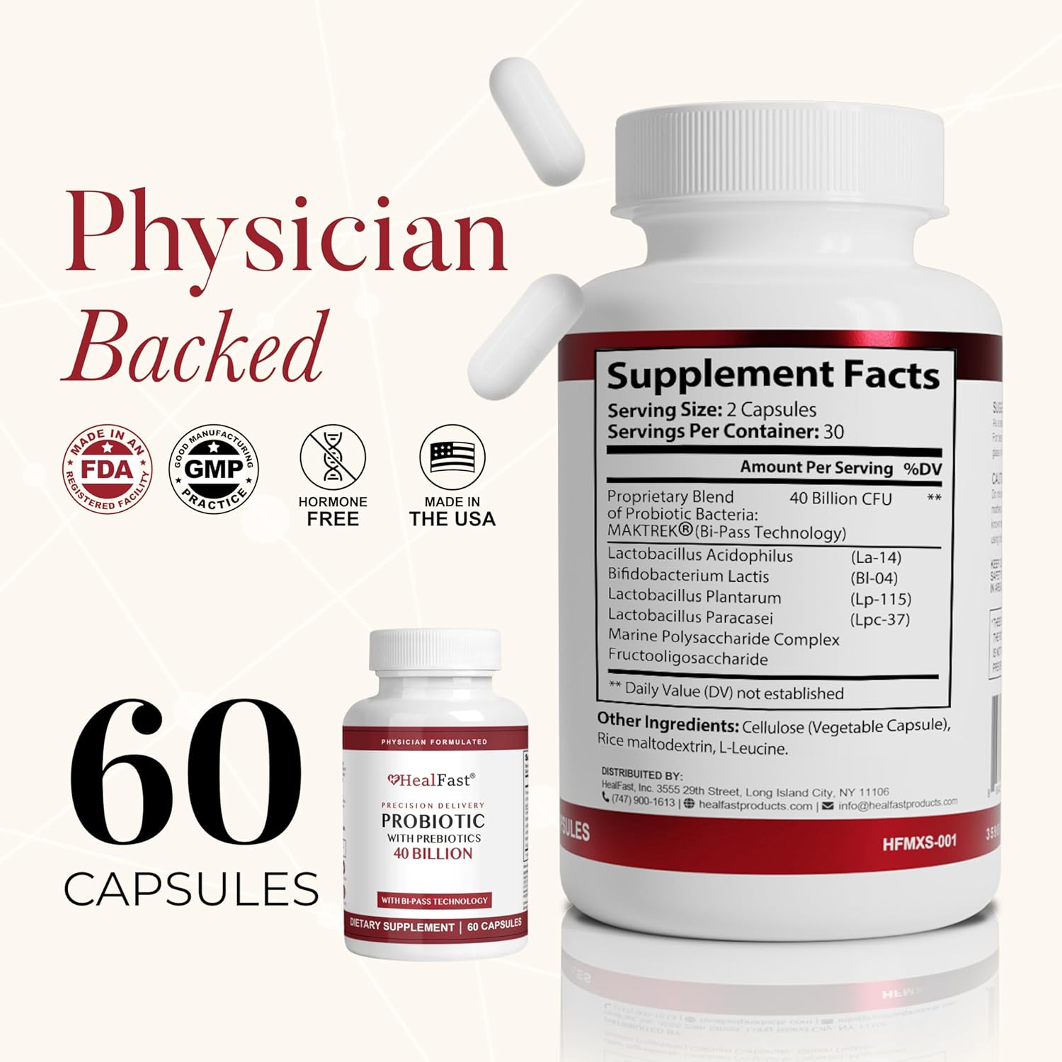 Physician Formulated Probiotic Supplement - 40 Billion CFU - Probiotics for Gut Health - Non-GMO and Vegan - 30 Day Supply