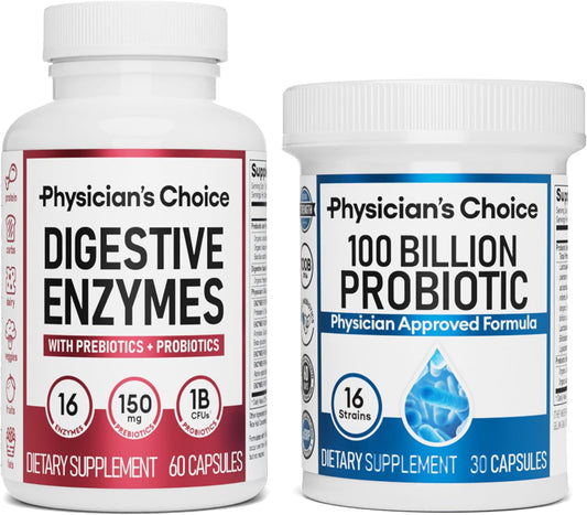 Physician's CHOICE 100 Billion + Digestive Enzyme Bundle - Promotes Advanced Gut Health (60ct)