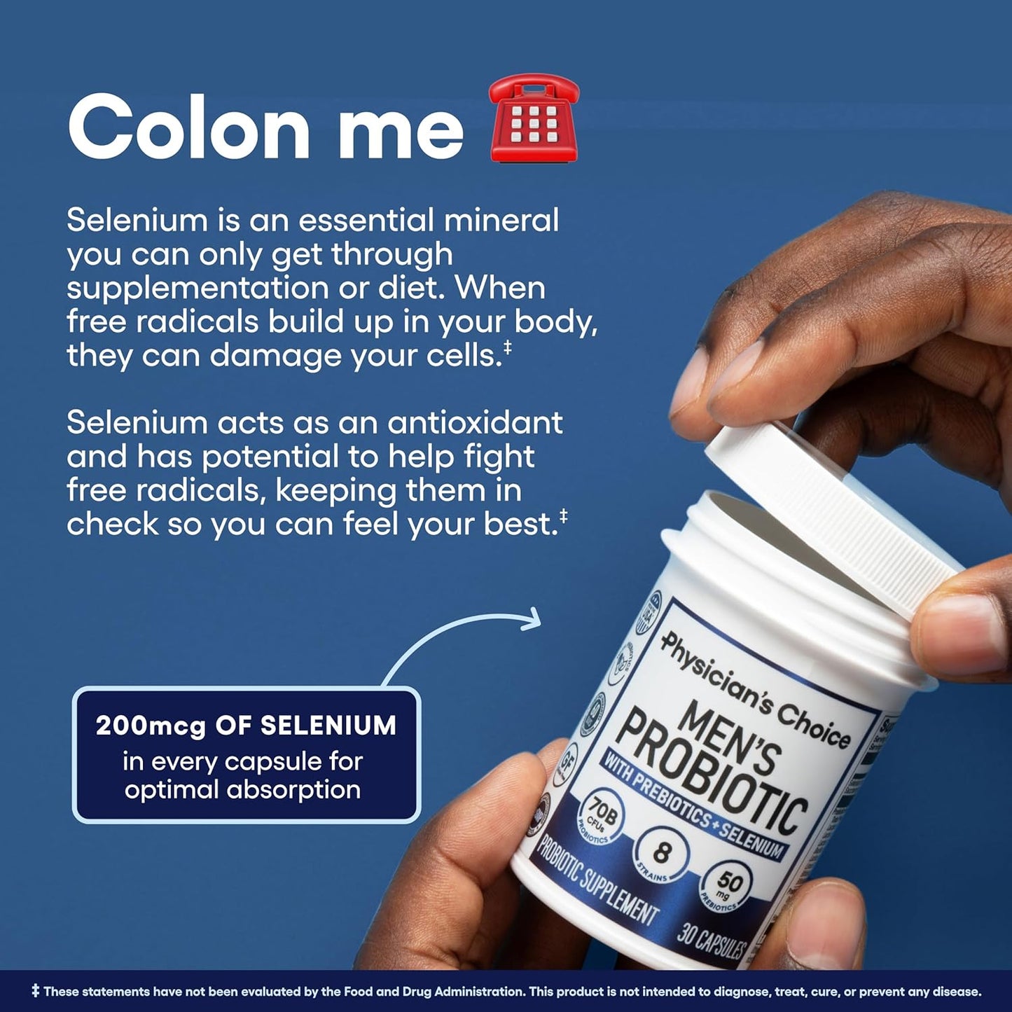 Physician's Choice Men's Probiotics - 70 Billion CFU - 8 Strains - With Selenium & Prebiotics - Supports Digestive, Microbiome, Colon, & Immune Health - Advanced Formula - 15ct Sample Size