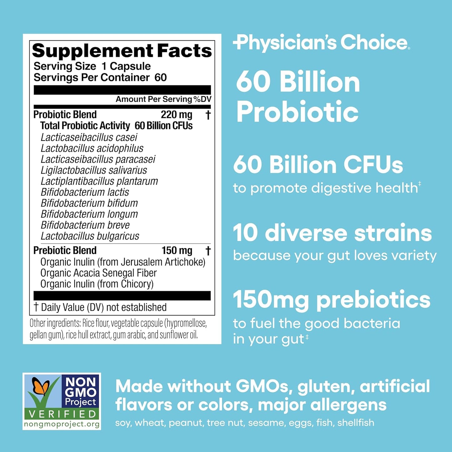 Physician's CHOICE Optimal Gut Health Bundle: 60 Billion Probiotics + Digestive Enzymes for Immune Support
