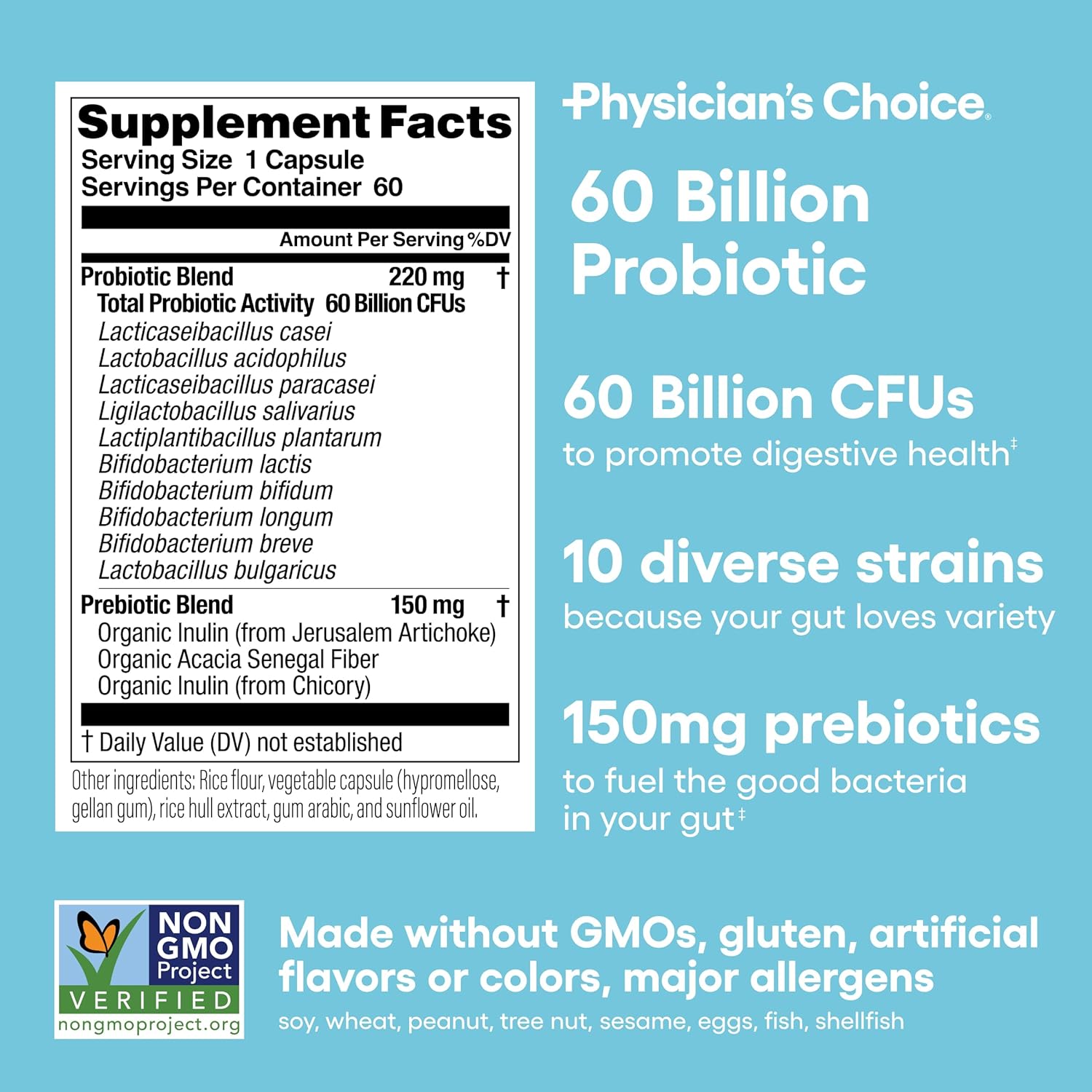 Physician's CHOICE Optimal Gut Health Bundle: 60 Billion Probiotics + Digestive Enzymes for Immune Support