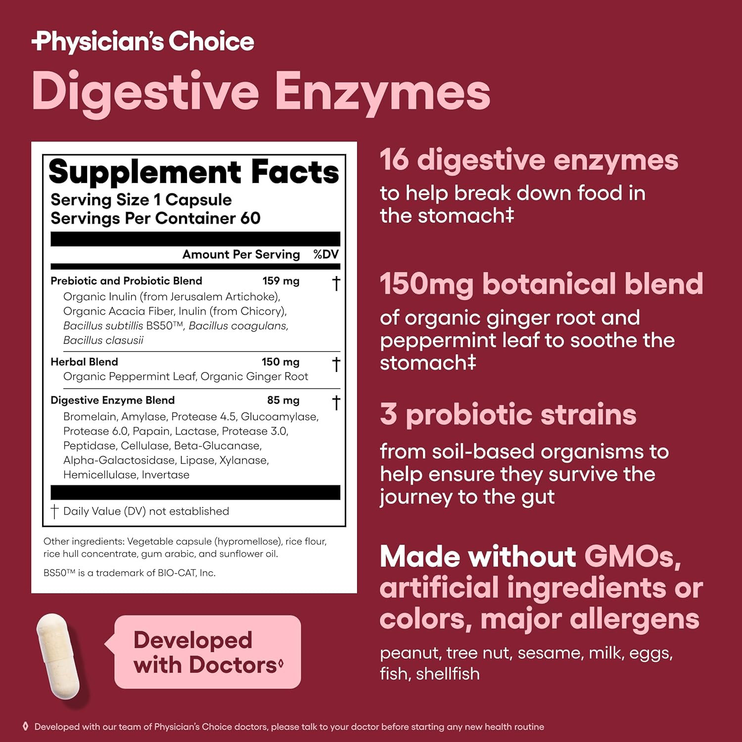 Physician's CHOICE Optimal Gut Health Bundle: 60 Billion Probiotics + Digestive Enzymes for Immune Support