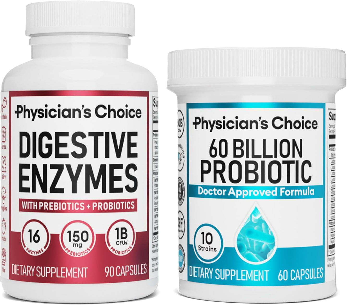 Physician's CHOICE Optimal Gut Health Bundle: Probiotic and Digestive Enzymes for Digestive Comfort and Immune Support