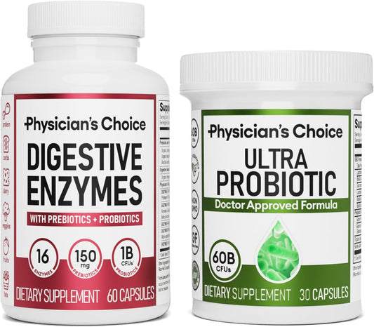 Physician's CHOICE Ultra SBO Probiotic and Digestive Enzymes - 60ct Digestive Health Bundle