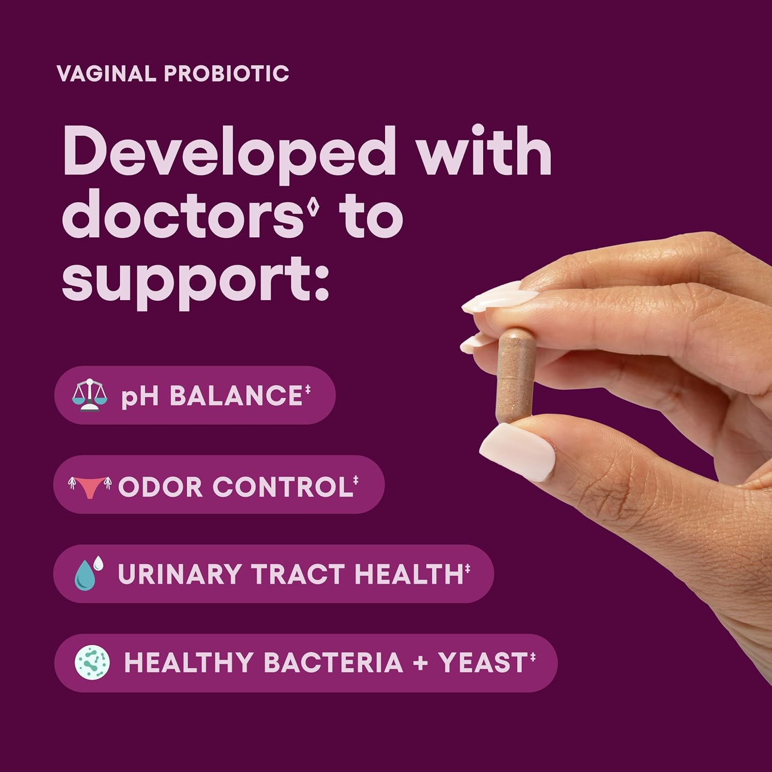 Physician's CHOICE Vaginal Probiotics with Licorice Root - Supports PH Balance, Odor Control, Yeast, and Feminine Health - 6B CFU - Organic Prebiotic and Cranberry - 60 CT