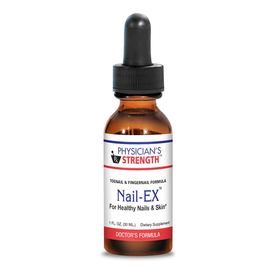 Physician's Strength Nail-EX Liquid - 1 fl oz - Promotes Healthy Nails & Skin - Toenail & Fingernail Support - 43 Servings