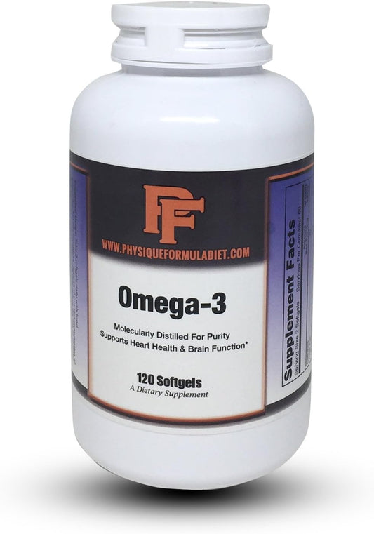 Physique Formula Triple Strength Omega 3 Fish Oil Supplement - 2000 mg, 120 Softgels for Optimal Health