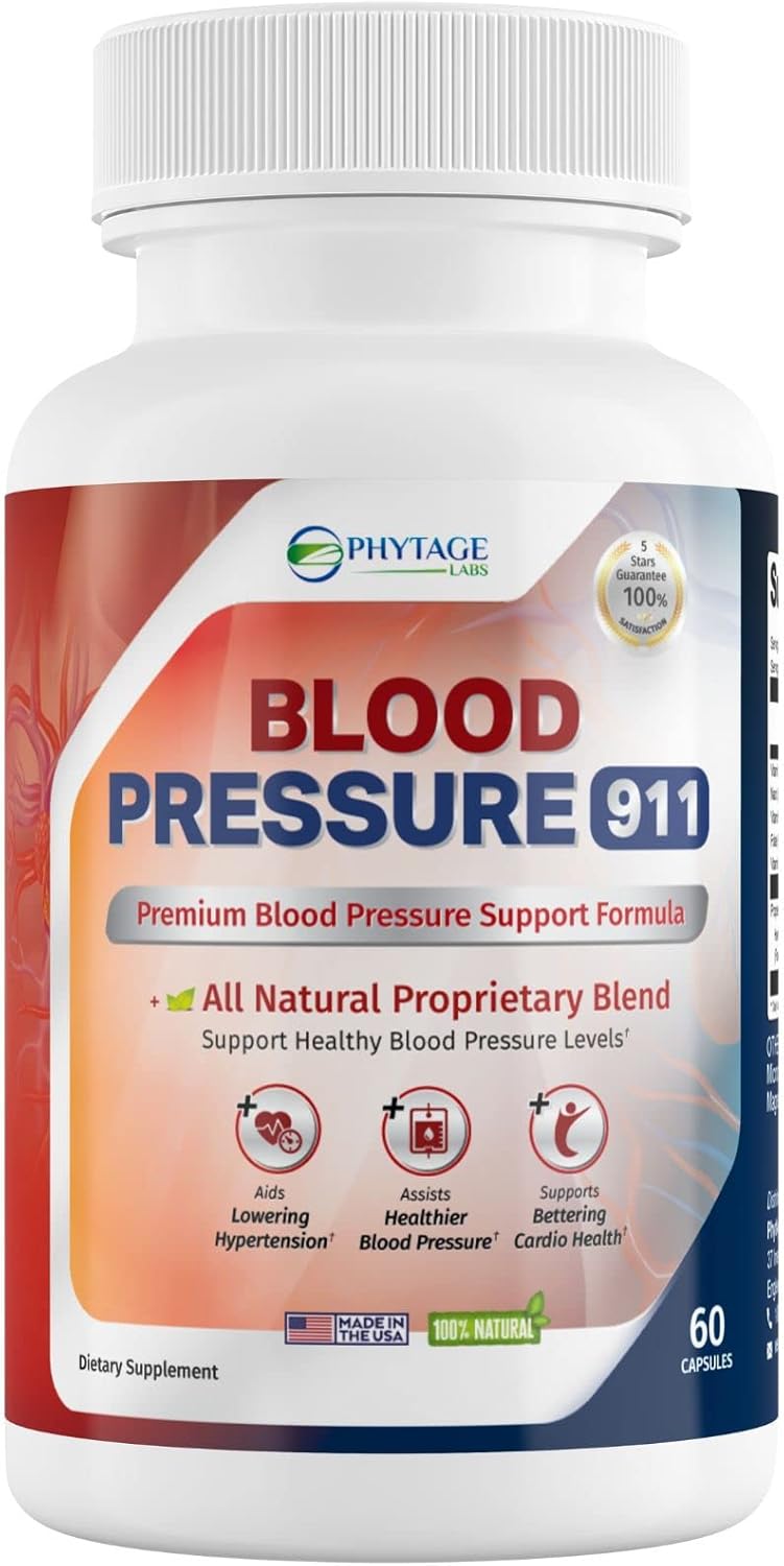 Phytage Labs Blood Pressure 911 Premium Supplement - BP Support Pills, 60 Capsules for Healthy Blood Pressure Management