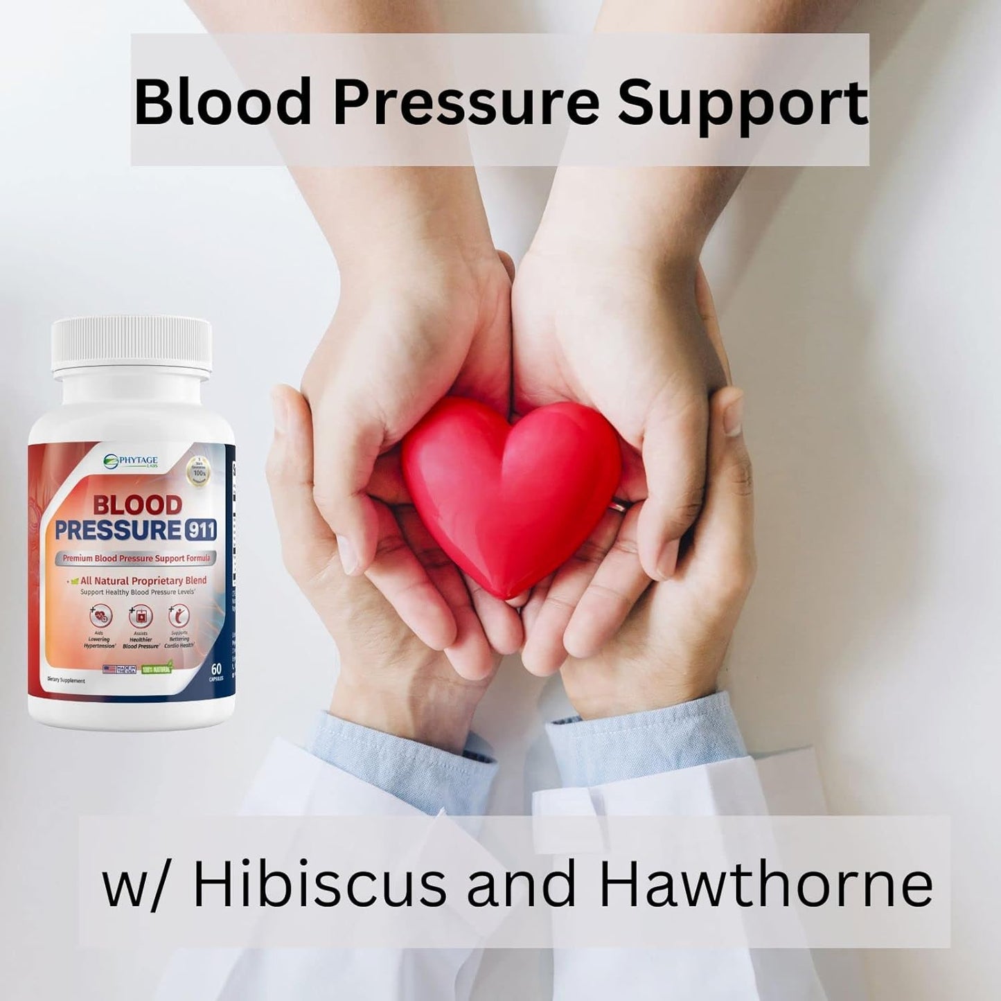 Phytage Labs Blood Pressure 911 Premium Supplement - BP Support Pills, 60 Capsules for Healthy Blood Pressure Management