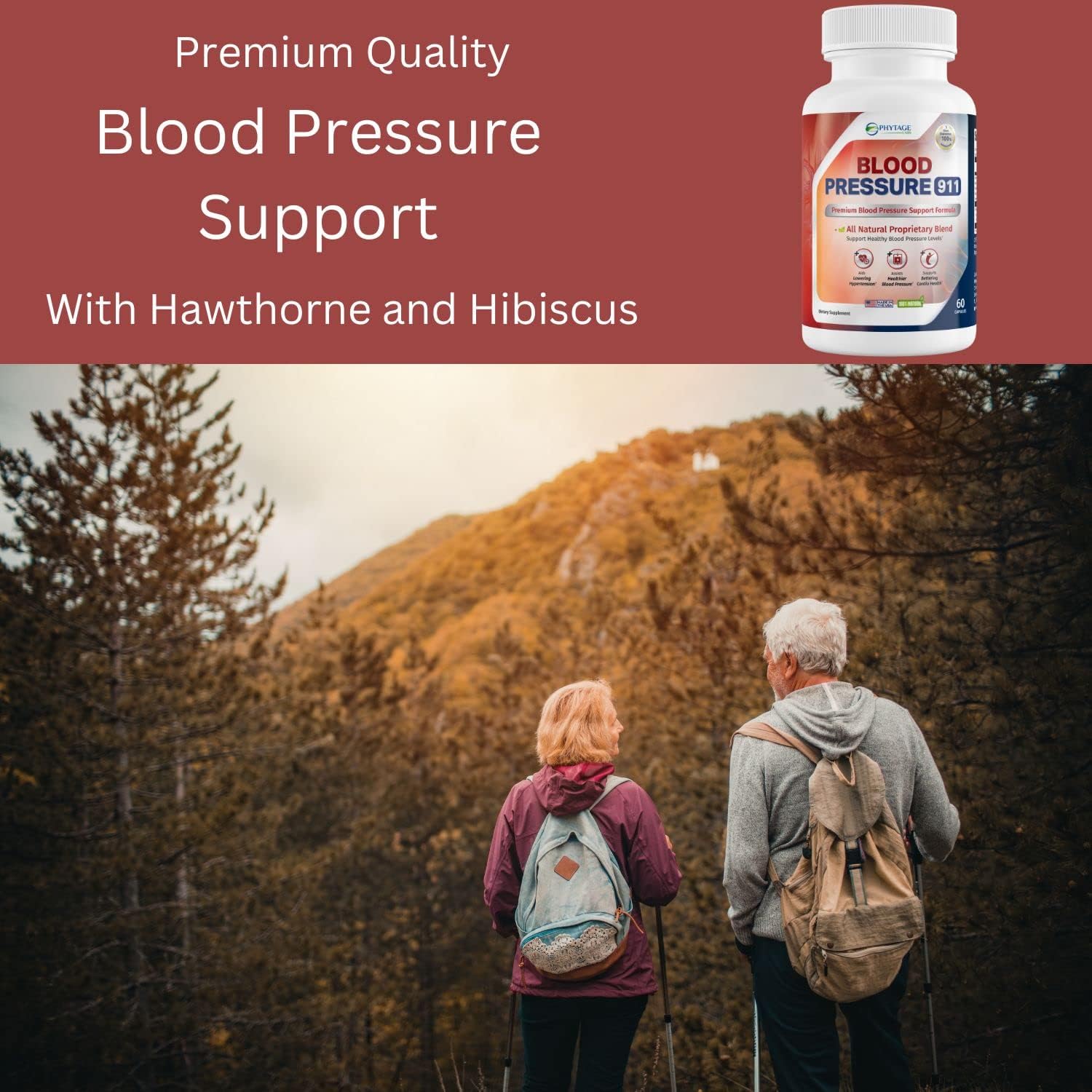 Phytage Labs Blood Pressure 911 Premium Supplement - BP Support Pills, 60 Capsules for Healthy Blood Pressure Management