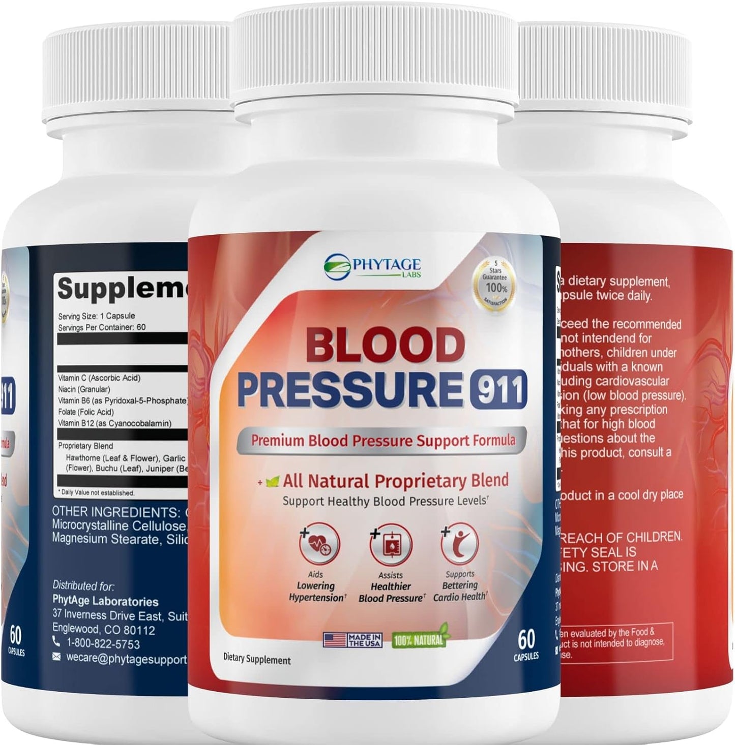 Phytage Labs Blood Pressure 911 Premium Supplement - BP Support Pills, 60 Capsules for Healthy Blood Pressure Management