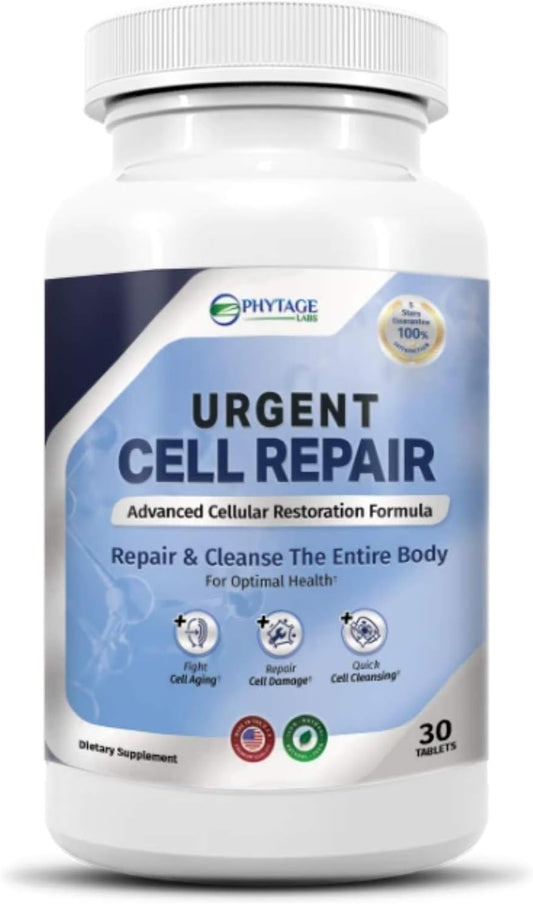 Phytage Labs Urgent Cell Repair Tablets - Natural Cellular Regeneration for Skin, Kidney, Hair, Gut, Bones, Brain, Joints, Lungs, Liver - Anti Aging Formula - BoostGo Australia