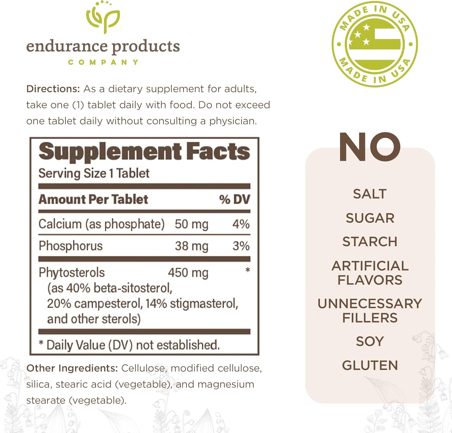 Phytosterols Supplement for Lowering Cholesterol, Immediate Release Plant Sterols, Beta Sitosterol, 450mg, 180 Tablets