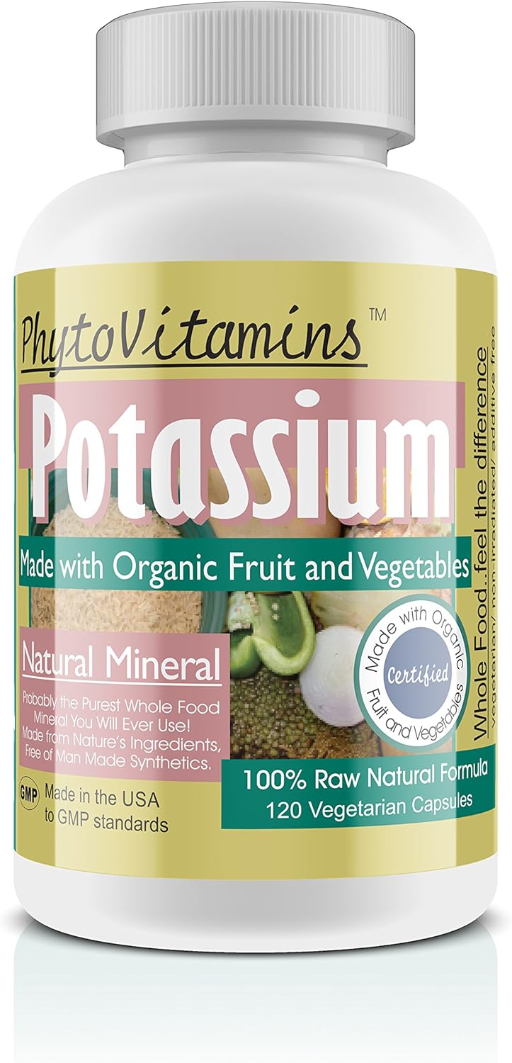 PhytoVitamins Organic Whole Food Potassium Vegetarian Capsules - 120 Count