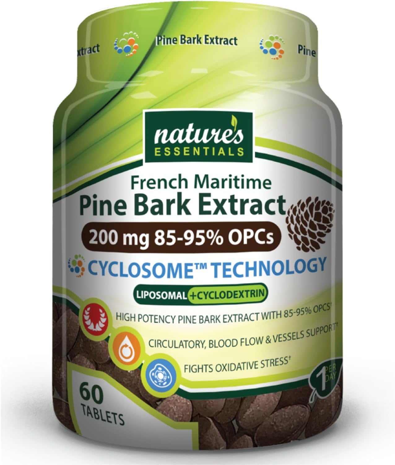 Pine Bark Extract 200mg for Circulatory Support | Advanced Liposomal Delivery | Non-GMO, Gluten Free | 60 Tablets